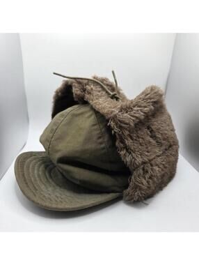 Vintage Pile Field Hat Fitted Mens 6 3/4 M-QI Green Trapper US Army 1950s Alpaca